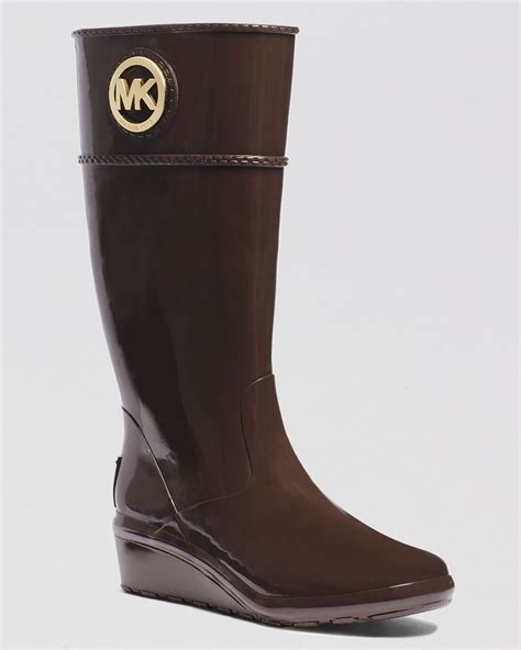 michael kors high rain boots|brown waterproof Michael Kors boots.